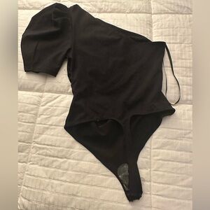Intimately free people black one shoulder body suit